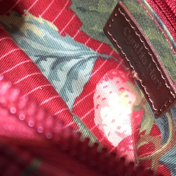 Cynthia Hart Clutch Red Khaki Plaid Brown Leather - Picture 7 of 8